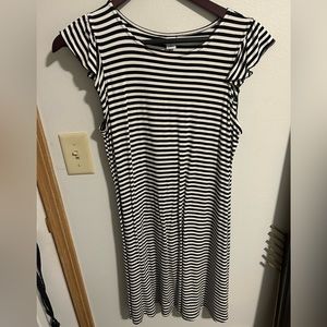 Blue and white stripped dress